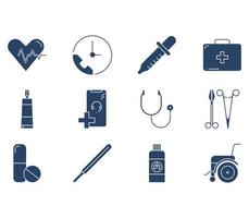 ospedale e set di icone mediche vettore