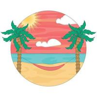 colorato il giro spiaggia paesaggio con palma alberi vettore illustrazione