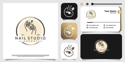 chiodo logo design concetto per bellezza con creativo elemento stile vettore