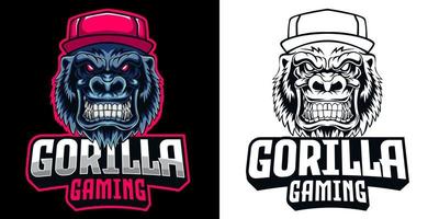 gorilla testa esport logo portafortuna design vettore