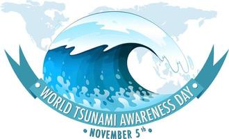 mondo tsunami consapevolezza giorno bandiera design vettore