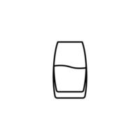 vibrazione più fresco o birra bicchiere icona con metà pieno con acqua su bianca sfondo. semplice, linea, silhouette e pulito stile. nero e bianca. adatto per simbolo, cartello, icona o logo vettore
