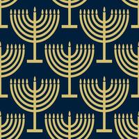 senza soluzione di continuità modello con oro simboli su blu colore sfondo per hanukkah ebraico vacanza vettore