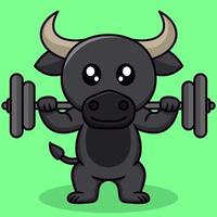 vettore illustrazione di carino bufalo e chibi animali