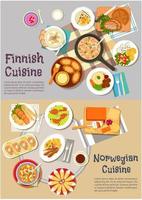 popolare piatti di finlandese e norvegese cucine vettore