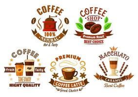 caffè negozio design elementi nel cartone animato stile vettore