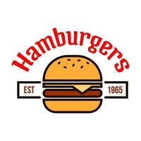 veloce cibo hamburger icona con lineare hamburger al formaggio vettore