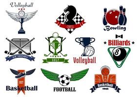 gli sport club o squadra emblemi e icone vettore