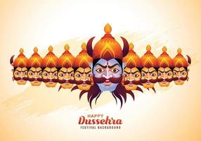 contento Dussehra celebrazione arrabbiato ravan con dieci teste e arco carta design vettore