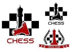 scacchi club icone con Regina e pedone vettore