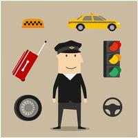 Taxi autista professione icone impostato vettore
