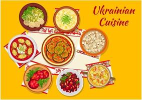 ucraino cucina nazionale cena piatti cartello vettore