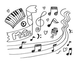 illustrazione disegnata a mano dell'insieme di musica di sottofondo musicale. illustrazioni di immagini musicali, concetto di design. vettore