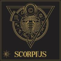 oro scorpione zodiaco cartello vettore