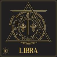oro Libra zodiaco cartello vettore