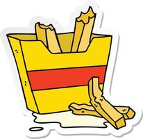adesivo di un eccentrico cartone animato disegnato a mano patatine fritte vettore
