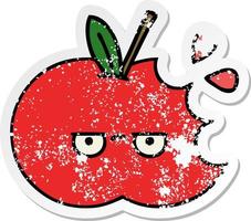 adesivo in difficoltà di una mela rossa simpatico cartone animato vettore