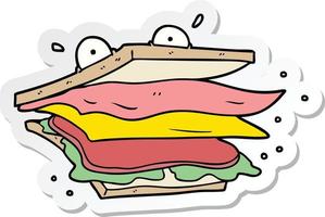 adesivo di un personaggio dei cartoni animati di sandwich vettore
