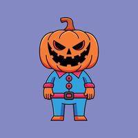 mostro zucca testa Halloween carino cartone animato scarabocchio icona illustrazione vettore