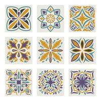 marocchino fiore piastrelle, vettore piastrella modello, Lisbona floreale mosaico, mediterraneo senza soluzione di continuità Marina Militare blu ornamento. geometrico astratto arte arabesco mosaico