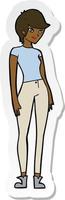 adesivo di una donna attraente moderna cartone animato vettore