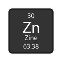 simbolo di zine. elemento chimico della tavola periodica. illustrazione vettoriale. vettore