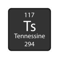 simbolo della tennessina. elemento chimico della tavola periodica. illustrazione vettoriale. vettore