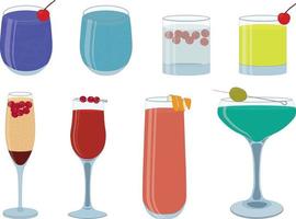 alcool cocktail collezione nel vario bicchieri vettore illustrazione