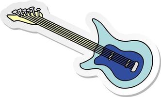 adesivo cartone animato doodle di una chitarra vettore