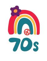 lettering con un' arcobaleno modello nel il retrò stile di il anni '70. bene vibrazioni multicolore iscrizione. vettore illustrazione