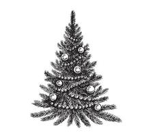 set di alberi di natale, illustrazioni disegnate a mano. vettore