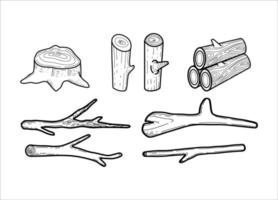 collezione di legna tagliare illustrazioni vettore