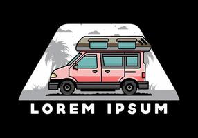 furgone camper illustrazione distintivo design vettore