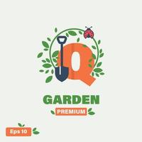 giardino alfabeto q logo vettore