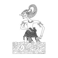 Wayang kulit personaggio linea arte vettore