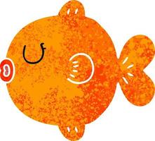 pesce cartone animato stile illustrazione retrò eccentrico vettore