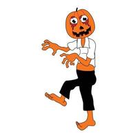 carino zucca zombie cartone animato illustrazione vettore