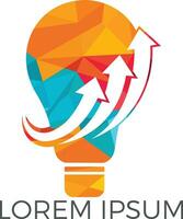inizio su logo design. leggero lampadina con freccia logo design. concetto per inizio UPS creativo attività commerciale innovazione idee e Altro.