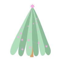 semplice carino Natale albero con rosa decorazioni vettore