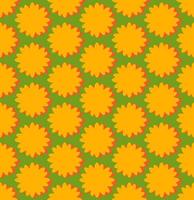 Groovy sfondo. senza soluzione di continuità luminosa ripetere modello di semplice fioritura fiori nel Anni '70 psichedelico hippie stile. grafico arredamento ornamento nel retrò design. vettore illustrazione