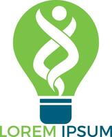 contento umano e leggero lampadina logo design. concetto per attività commerciale soluzioni creatività innovazione istruire e formazione scolastica. umano Salute cartello. vettore