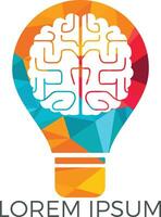 lampadina e cervello logo design. creativo leggero lampadina idea cervello vettore icona.