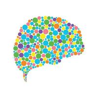 neurologia logo pensare idea concetto. bolle cervello vettore modello design.