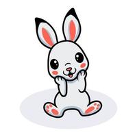 simpatico cartone animato coniglio seduto vettore