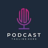 Podcast logo modello vettore design con moderno di moda microfono Audio. podcast per studio, colloquio, multimedia e ragnatela.