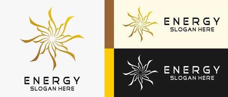 energia logo design modello con creativo astratto concetto di fiore forma rotante arte. premio vettore logo illustrazione