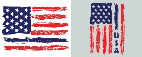 Stati Uniti d'America colorato afflitto grunge struttura bandiera design vettore impostato