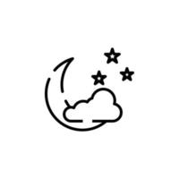 Luna, notte, chiaro di luna, mezzanotte tratteggiata linea icona vettore illustrazione logo modello. adatto per molti scopi.