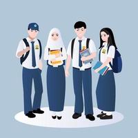 junior alto scuola studenti a partire dal Indonesia vettore