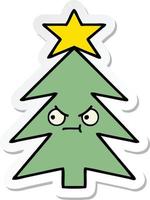 adesivo di un albero di Natale simpatico cartone animato vettore
